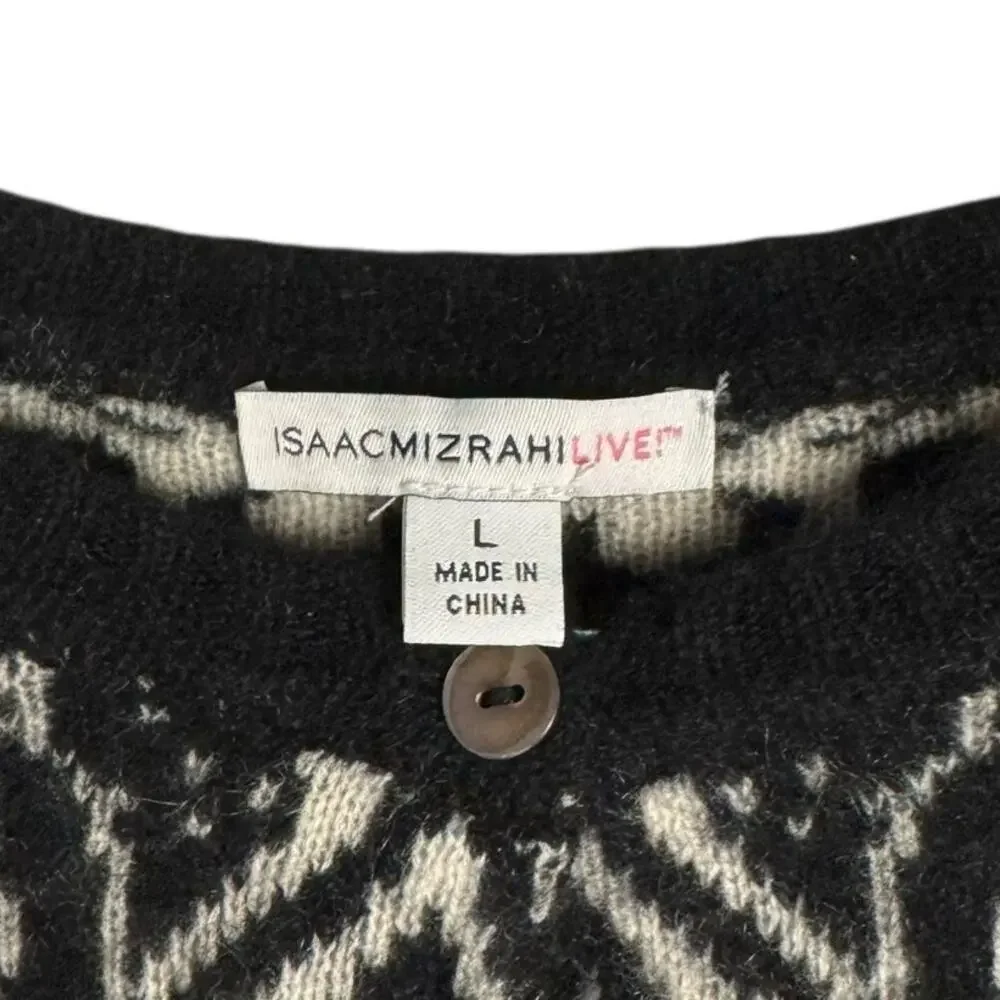Isaac Mizrahi LIVE! Floral‎ Cashmere Button Up Cardigan Knit Sweater Top Large